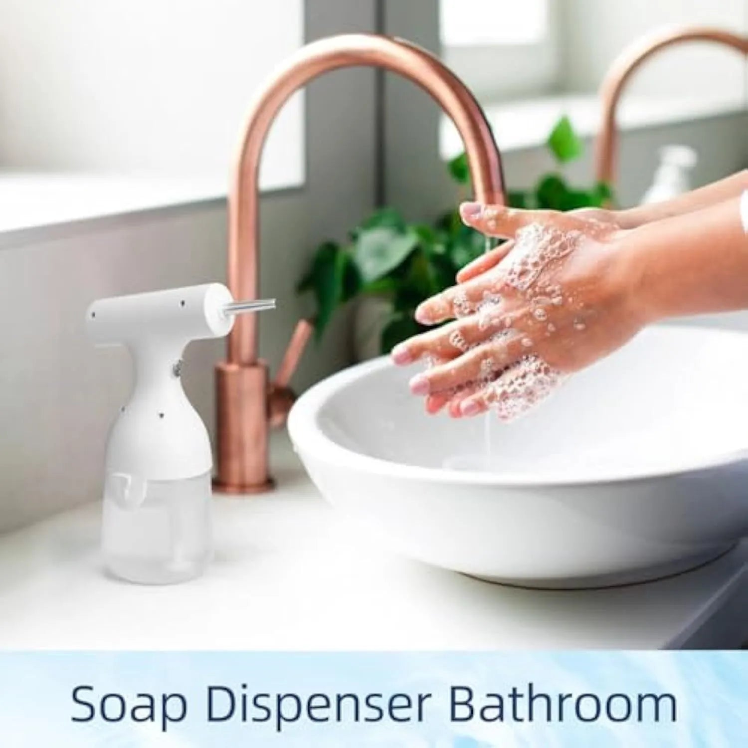 White electric foam soap dispenser with two nozzles and USB charging cable for pet bathing and household cleaning
