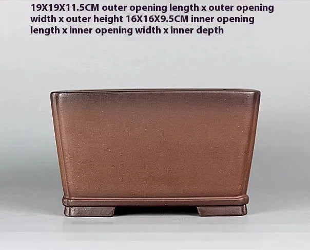 Brown antique handmade purple clay flower pot measuring 19x19x11.5 cm