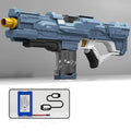Electric water gun in ocean blue with continuous firing function and plastic body for outdoor use