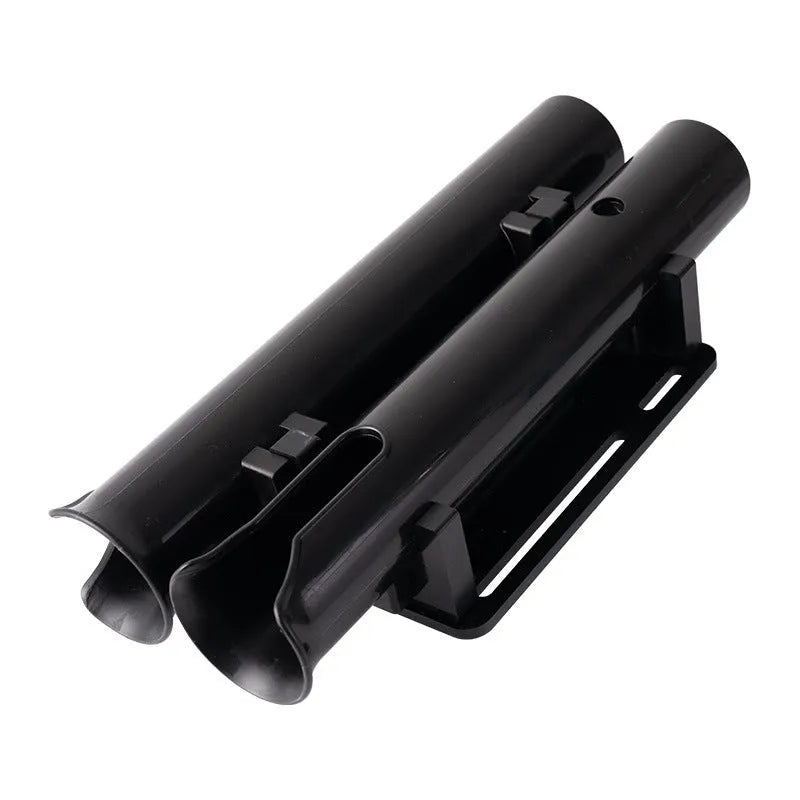 Double-layer plastic fishing rod rack with carbon clamp for bicycle mounting