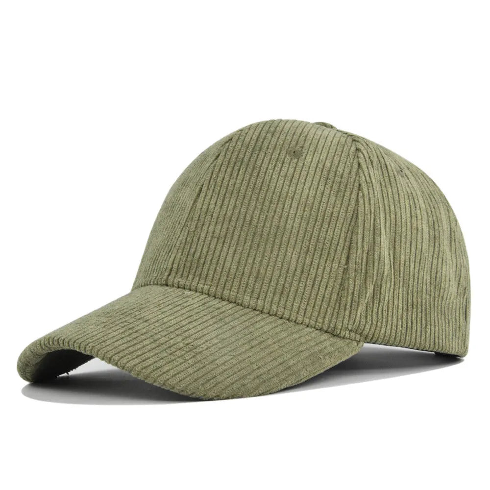 Cotton corduroy peaked cap for men with flat brim in black colour