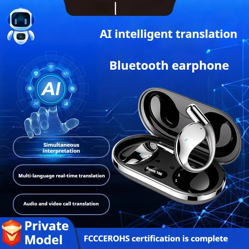 Black Bluetooth sports earphones with hanging ear design and aluminium alloy construction