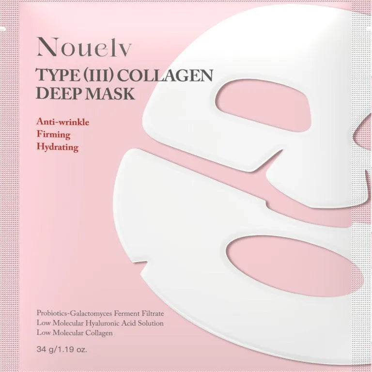 Box containing four collagen layered patch masks for moisturising skincare treatment
