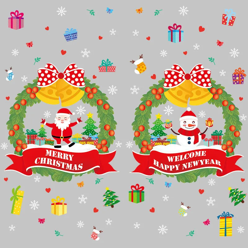 Non-adhesive electrostatic Christmas wall sticker 60x45cm PVC colourful cartoon pattern