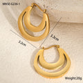 Geometric French earrings with round ring elements in gold and steel colour options
