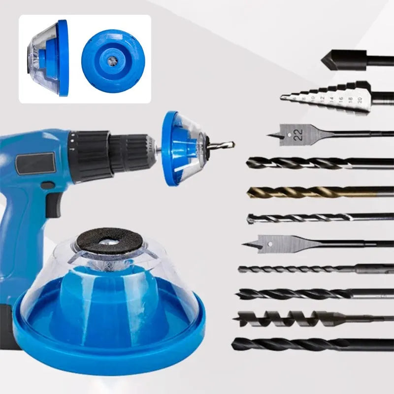Blue plastic bowl-shaped dust cover for electric hammer drills with sponge ring.