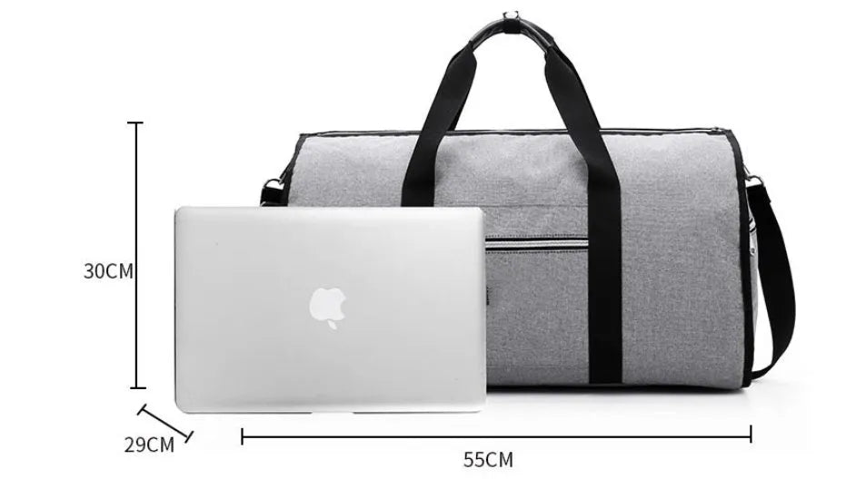 Cylinder-shaped travel bag in Oxford cloth with a zipper opening, shown in one of four colour options.