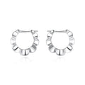 Sterling silver geometric round earrings with electroplated finish and retro simple elegant design