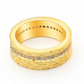 Gold geometric women's copper ring shown in sizes 6, 7, and 8.