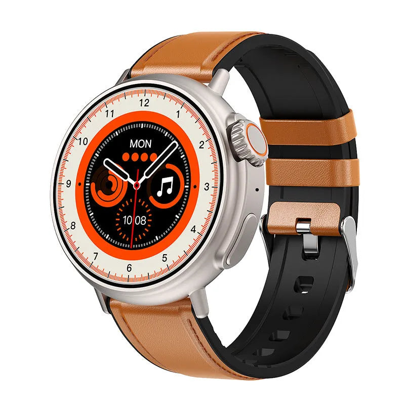 K9 smart watch with black silicone strap and round screen on a wrist