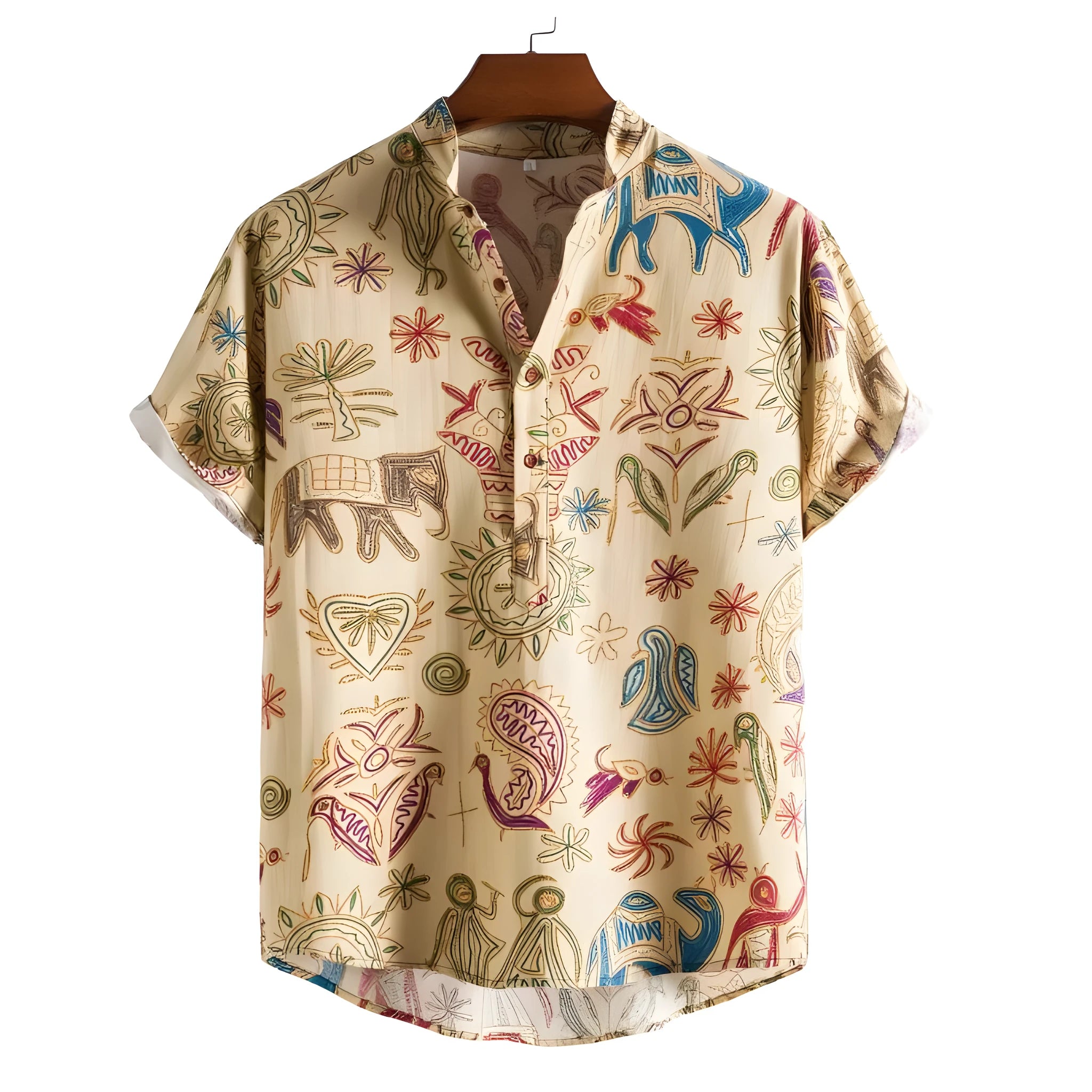 Loose fit plus size men's cardigan shirt with 3D digital colour matching print and four-way stretch fabric in size 5XL