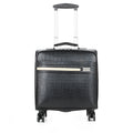 Black 18-inch PU leather business case with lock and aeroplane wheels for professional travel