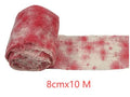 Blood red polyester Halloween bandage roll showing 8cm width, horror costume accessory for mummy wraps