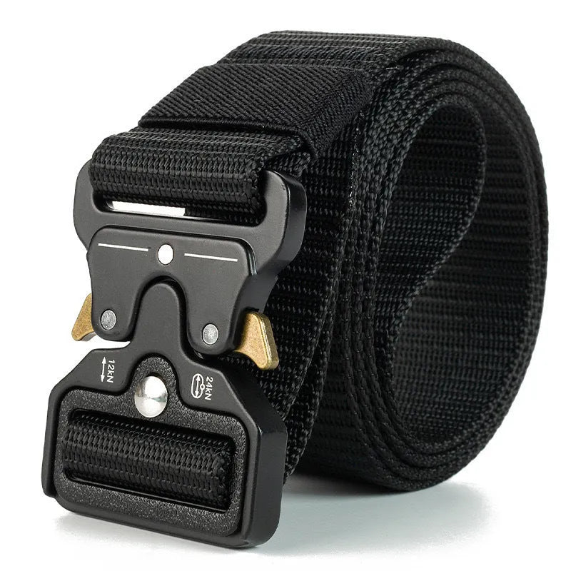 Men's thick canvas belt with an alloy release buckle in Army Green colour
