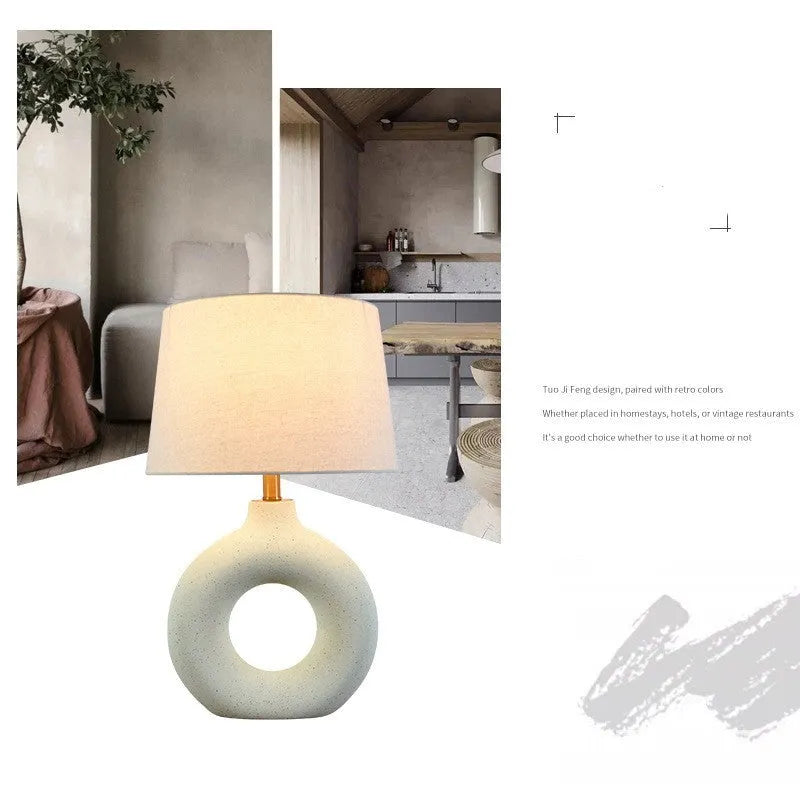 Feng Pottery Pot Table Lamp with Japanese style design in small white finish measuring 52cm tall