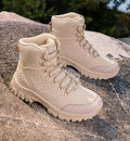 Men's outdoor training hiking boots with cowhide suede upper in black floral mouth military style