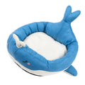 Blue duck-shaped pet bed sofa for small dogs and cats with fluffy polyester material