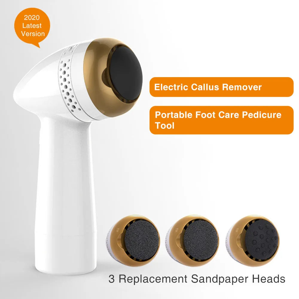 Electric foot grinder with quartz grinding head in gold, pink or silver finishes