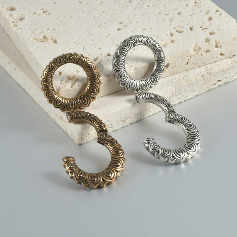 Retro magnetic clip earrings in heart or lotus shape with antique silver or gold finish