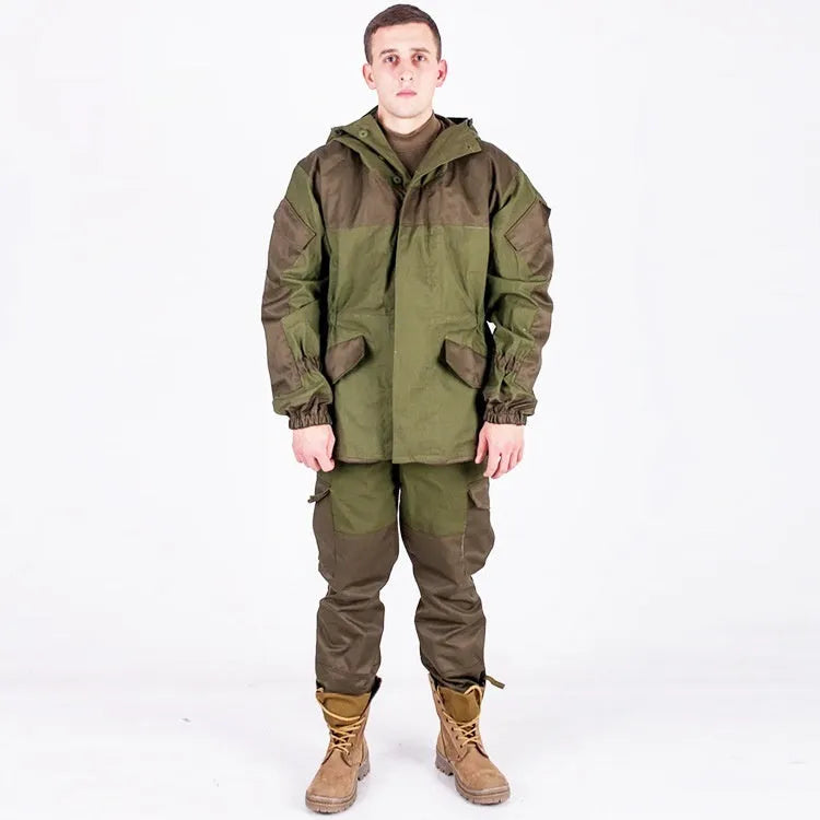 Men's special forces style mountain battle suit jacket and trousers in tactical green colour