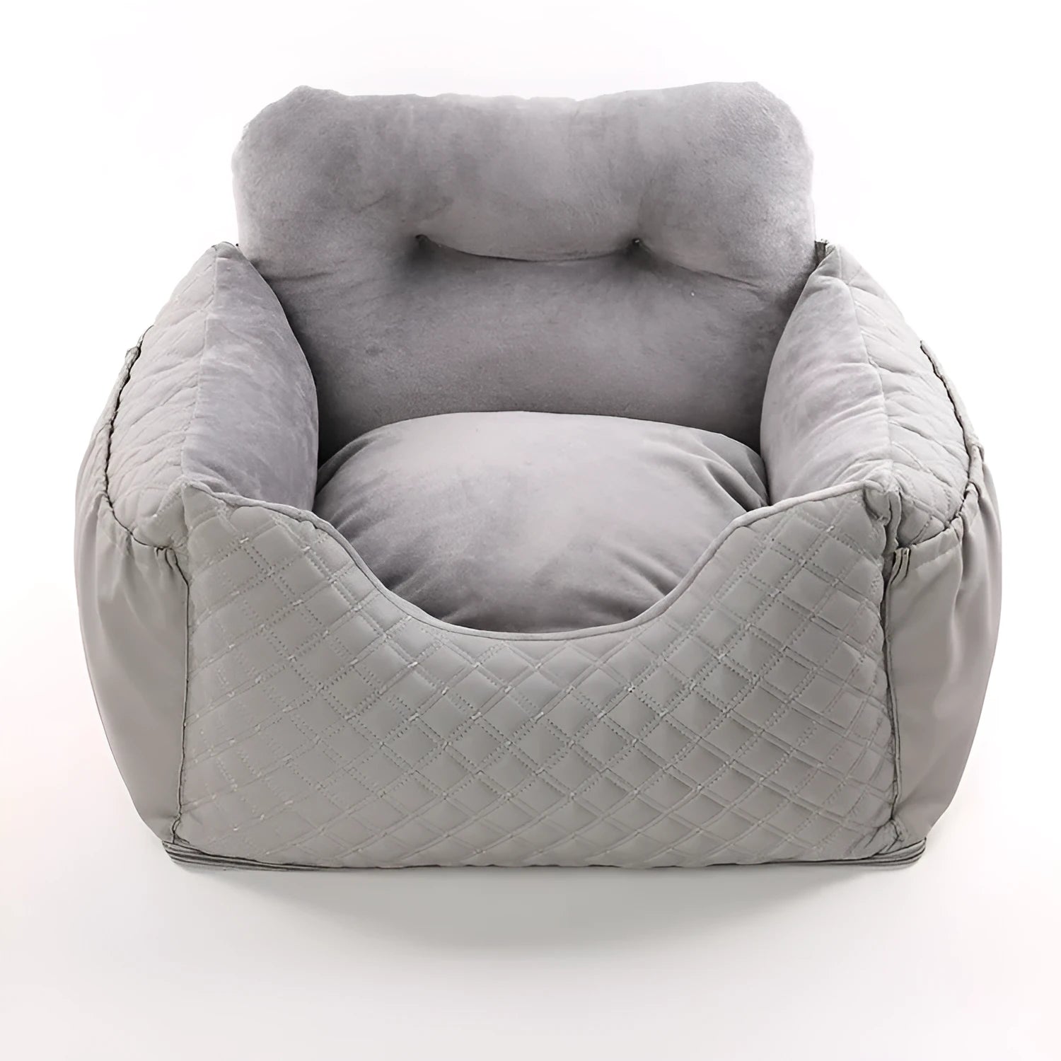 grey cloth pet dog car kennel with cushion 50x40x40cm portable safety seat for small dogs