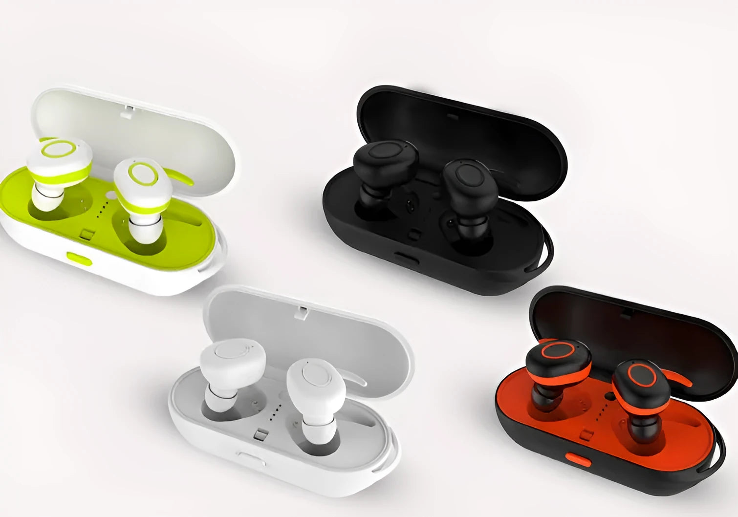 CSR Bluetooth wireless sports earbuds with noise reduction in black green red white colours
