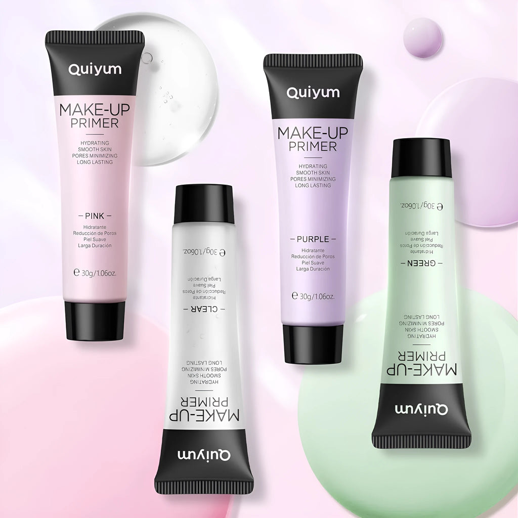 30g moisturising makeup primer tube in green, pink and purple colour options