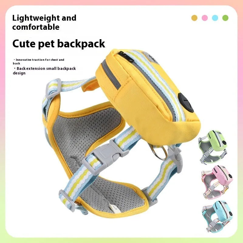 Explosion-proof anti-strangulation pet harness in green with detachable 1.5 metre traction rope