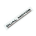 ABS plastic performance lettering bumper sticker for Tesla Model 3 in matte black and red stripes.