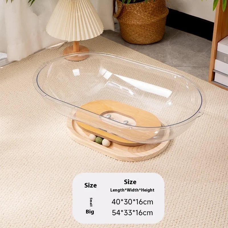 Transparent acrylic cat space capsule bathtub bed for feline sleeping