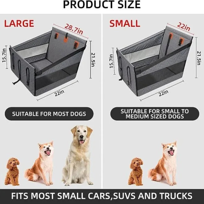 Grey cloth water resistant dog bed measuring 56x56x40cm for car and indoor use