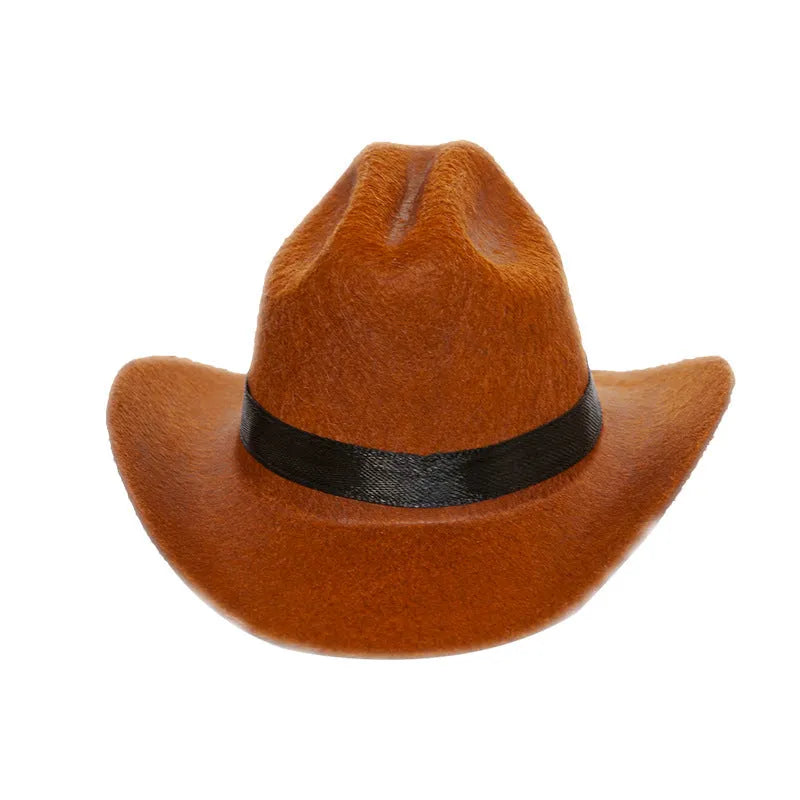British cowboy hat for cats and small dogs in non-woven fabric with decorative ribbon or velvet belt