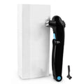 Black folding handle electric body shaver on a white background.