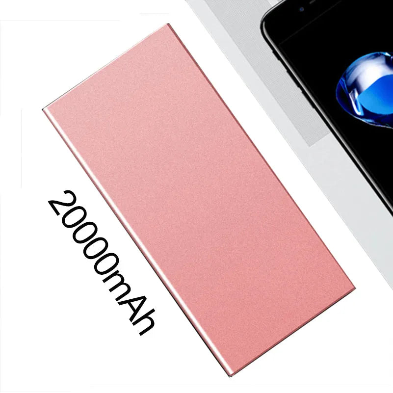 Alloy power bank with multi U port output in black, compact rectangular shape