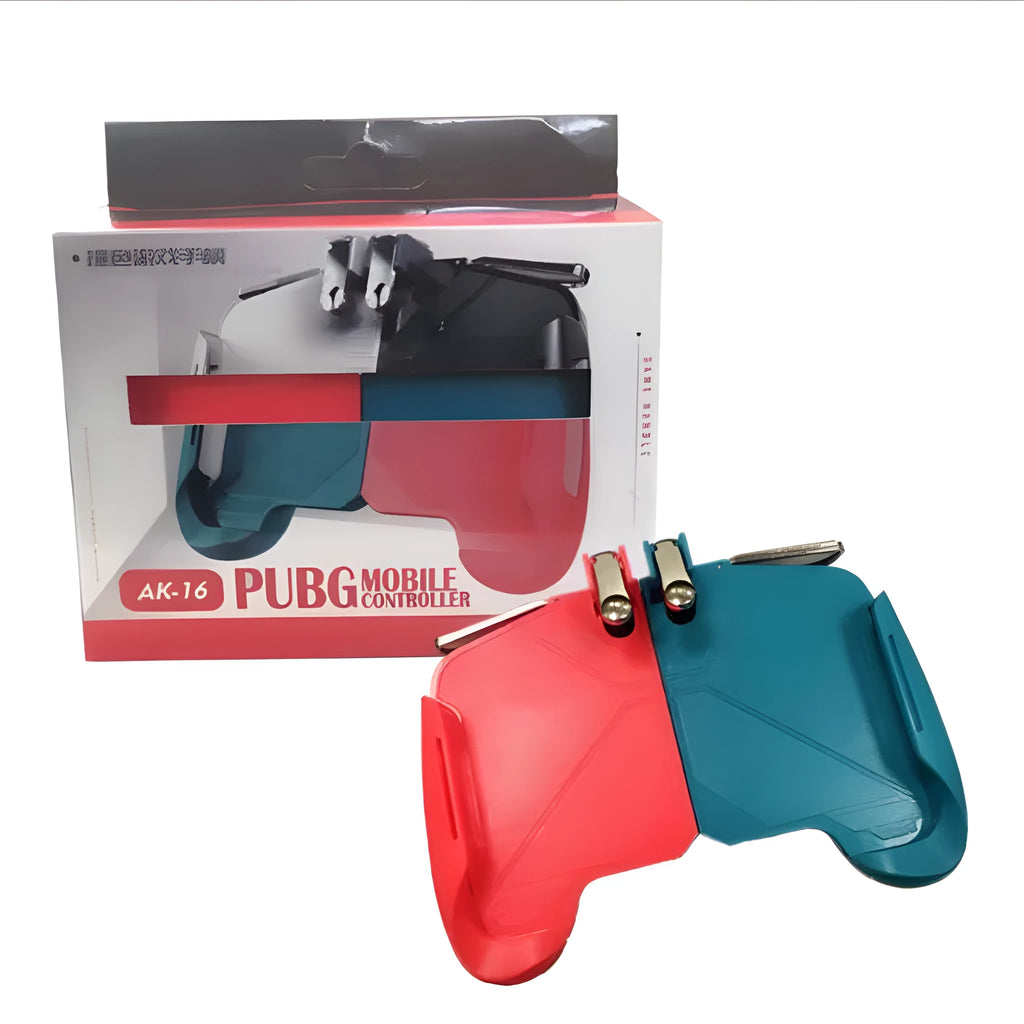 AK16 extendable L1 R1 trigger gamepad controller clamped onto a mobile phone