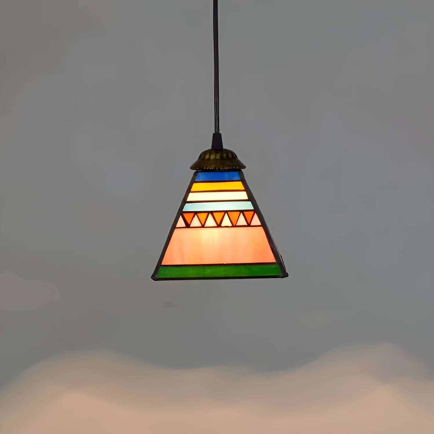 Art stained glass droplight chandelier with coloured glass lampshade, 15 cm diameter