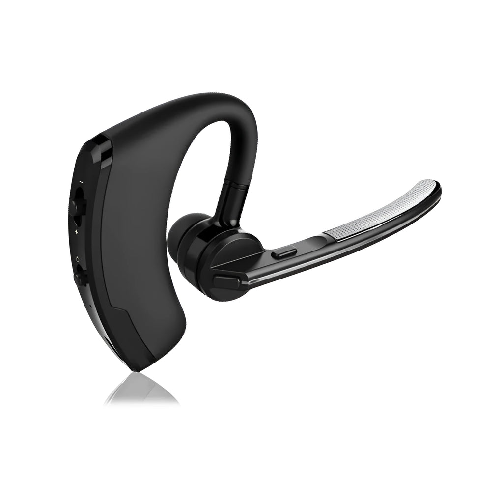 V9 Jerry style Bluetooth wireless headset with ear-bud and charging cable on a white background.