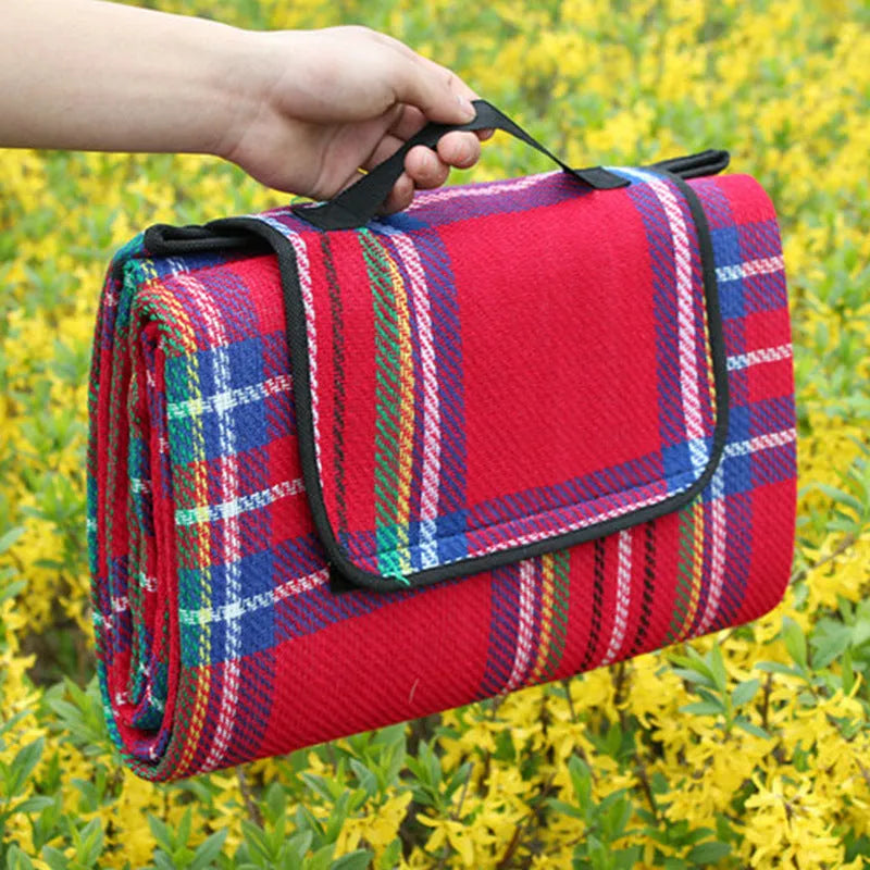 Blue picnic mat 150x200cm fine cashmere and waterproof three-layer composite for outdoor use