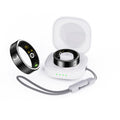 Black ceramic smart ring for heart rate, blood oxygen and sleep monitoring on a finger