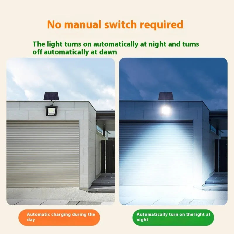 White waterproof solar LED garden light mounted on a stake for outdoor use.