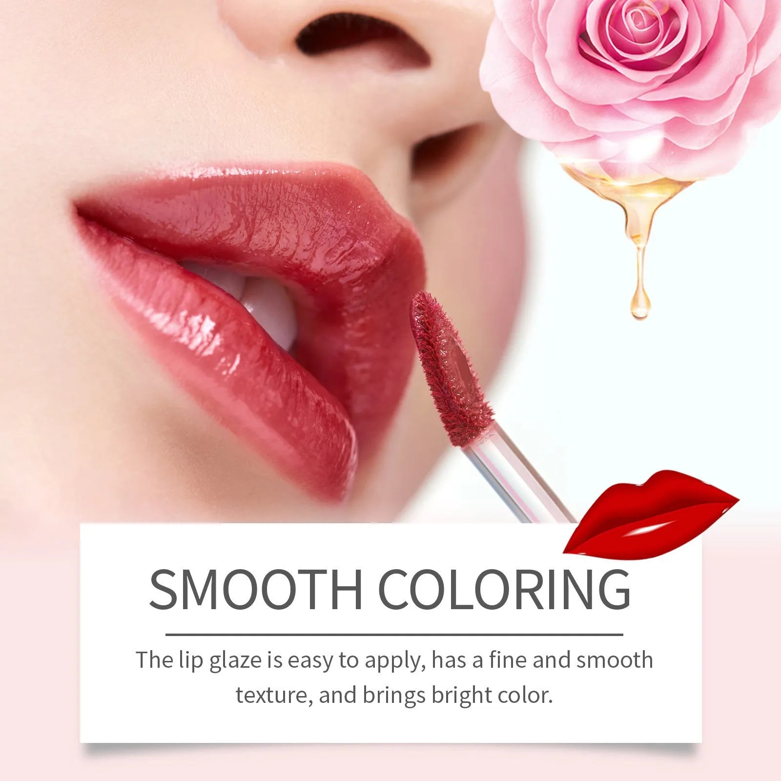 Double-headed lip liner and lacquer pen with three lip colour shades