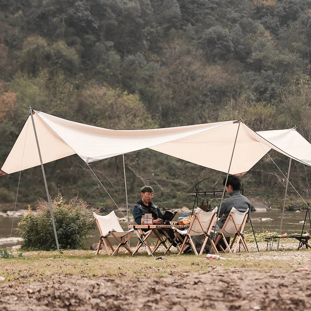 Aluminium alloy foldable camping clothes drying rack with triangular frame and 5 hooks