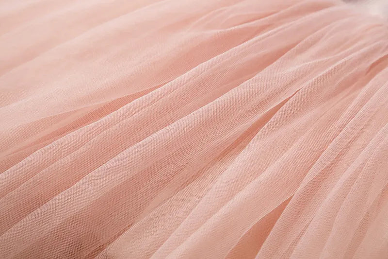 Baby girl in a long sleeve pink tutu dress with lace detailing on the sleeves.