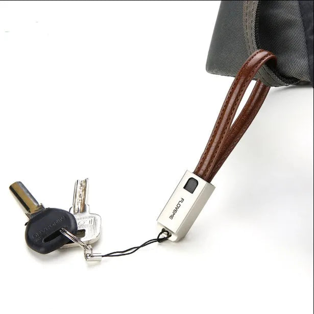 USB C to Apple Lightning leather braided charging cable in black brown red colours measuring 20cm