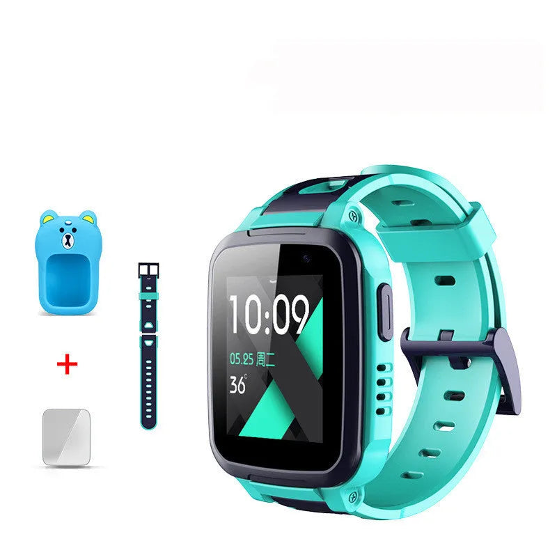 SE5 model children's phone watch with stainless steel wristband and touchscreen display