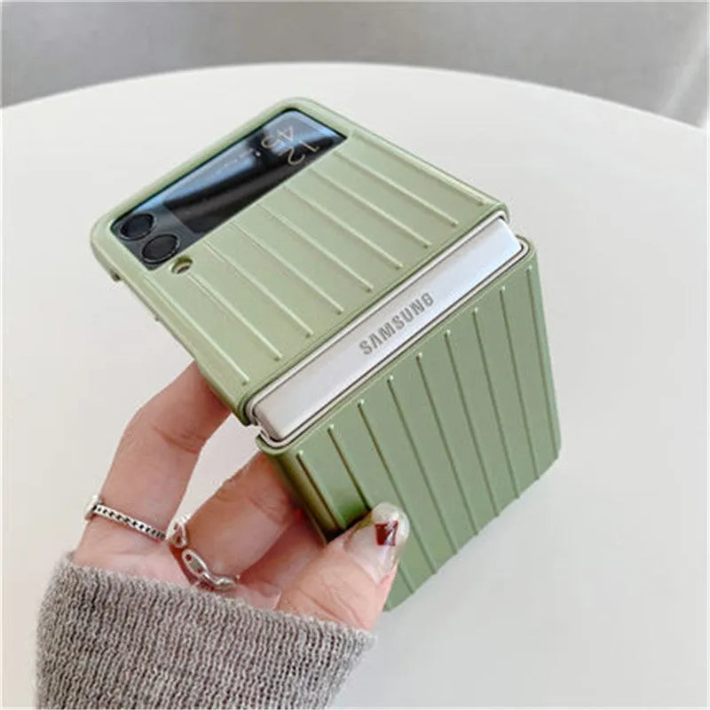 Samsung Z Flip3 ultra-thin flip phone case in PC material showing solid colour options