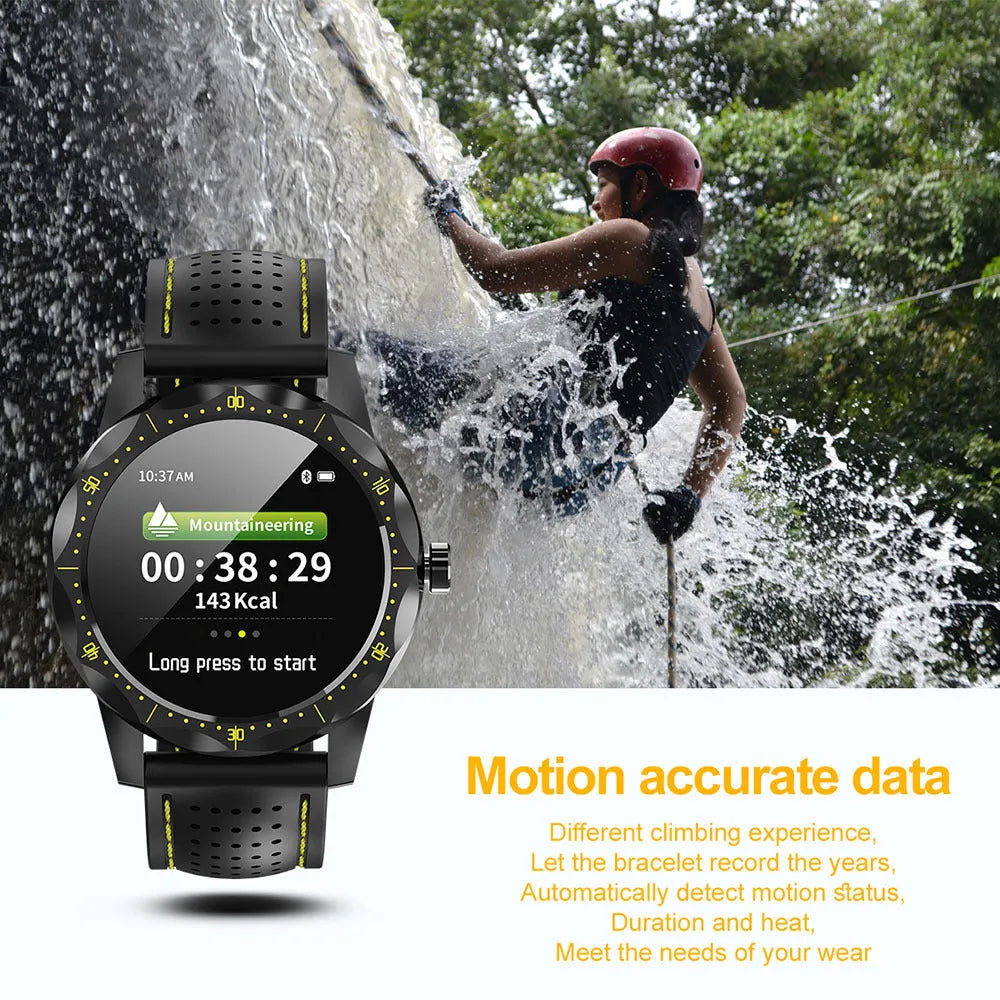 COLMI SKY1 smart watch on wrist showing heart rate and step data on 1.3 inch colour touch display