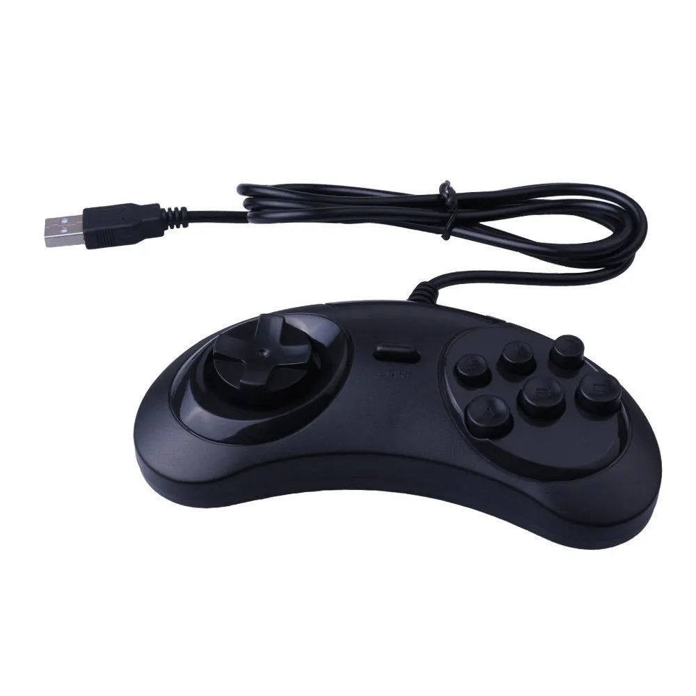 Black Sega USB game controller for PC with 1.8m cable and neutral design