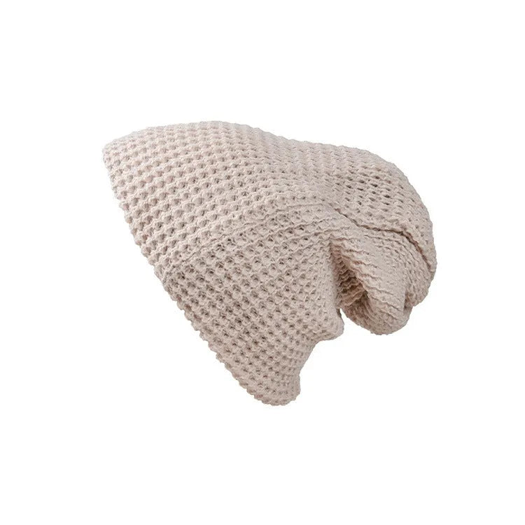 Warp-knitted wool cap with striped pattern in black, 32cm length