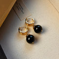 Geometric Tigereye stone earrings with gold plating in brown and black colour options